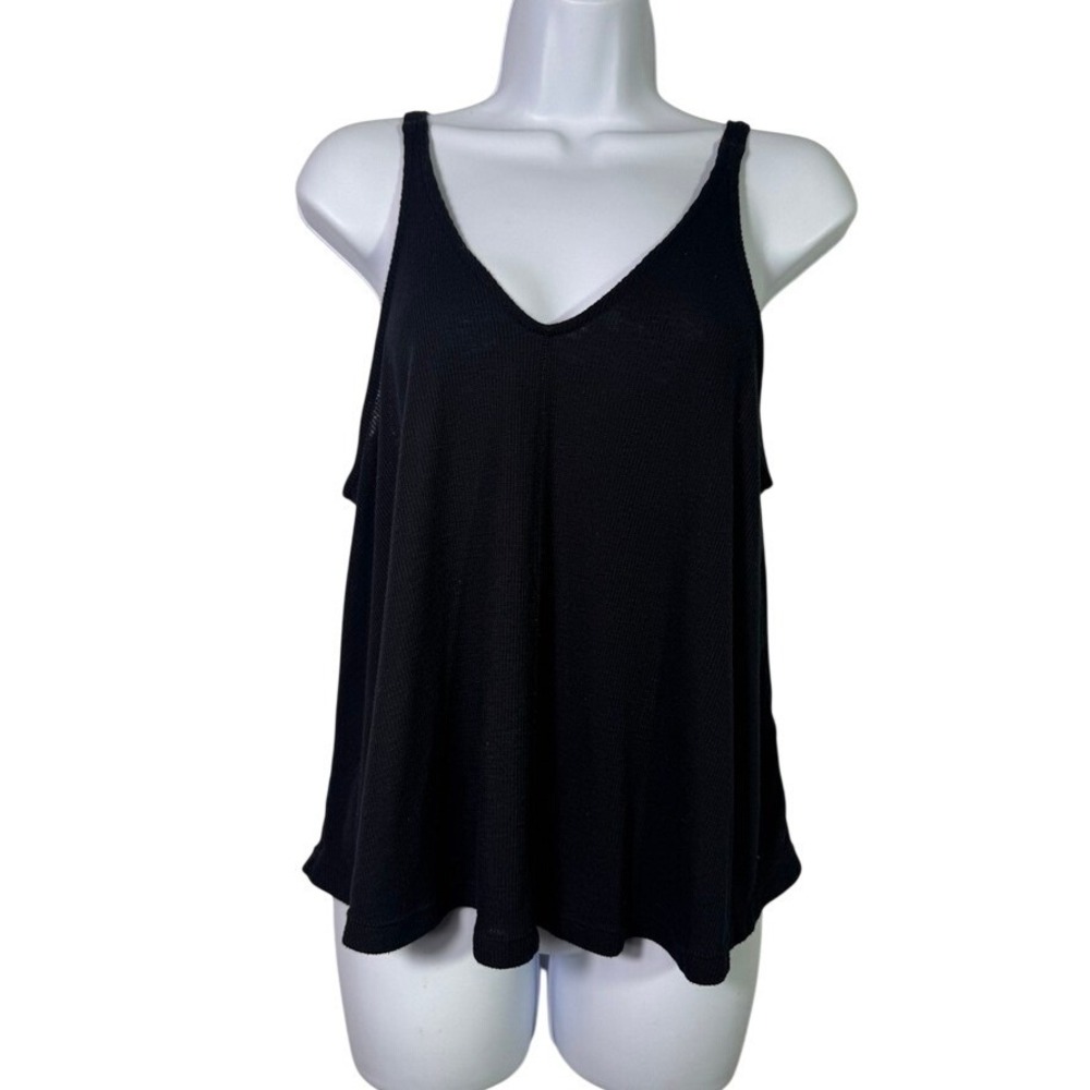 Intimately Free People Dani Oversized Ribbed Tank Top Size Small Black Boho Fall